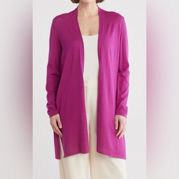 Eileen Fisher Sweaters - Eileen Fisher Cerise Open Front Cardigan - 100% Superfine Merino Wool - EUC